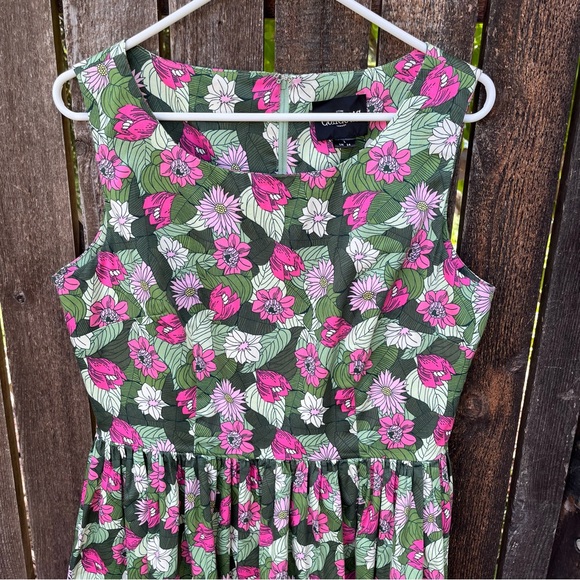 Collectif Candice Palm Blush Floral Swing Dress In Sz L/10 - Picture 3 of 12